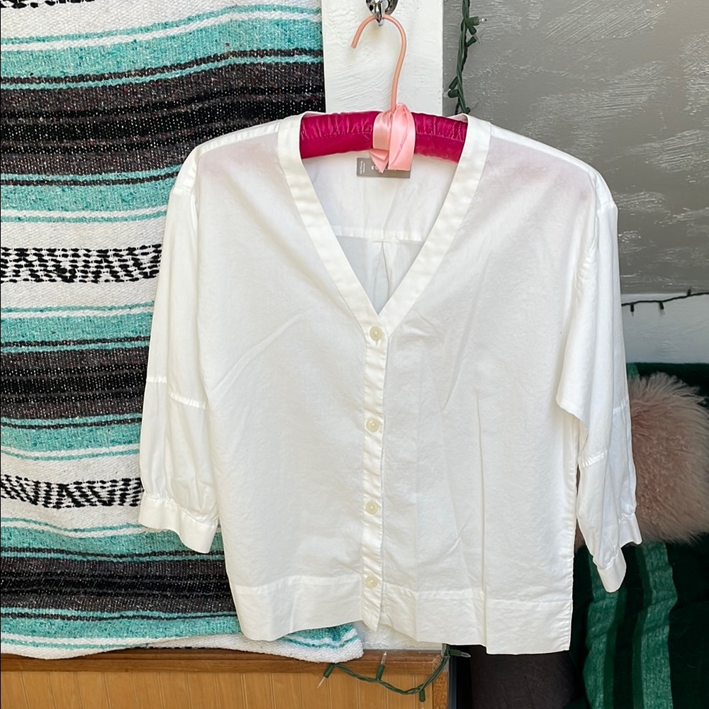 Everlane 3/4 sleeve blouse white size 0